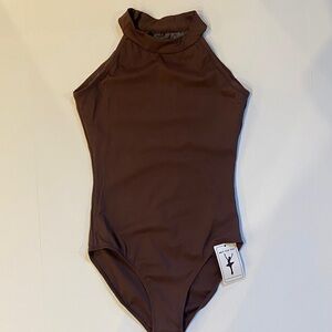 BROWN LEOTARD DANCER OR EVERYDAY WEAR CHECK OUT THE BACK! Size 4 NWT